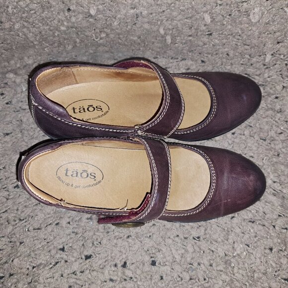 TAOS-Stage Mary Jane Heels-Oxblood Ombre Leather-Hook Loop-Sz 37-Near Mint - Picture 7 of 8